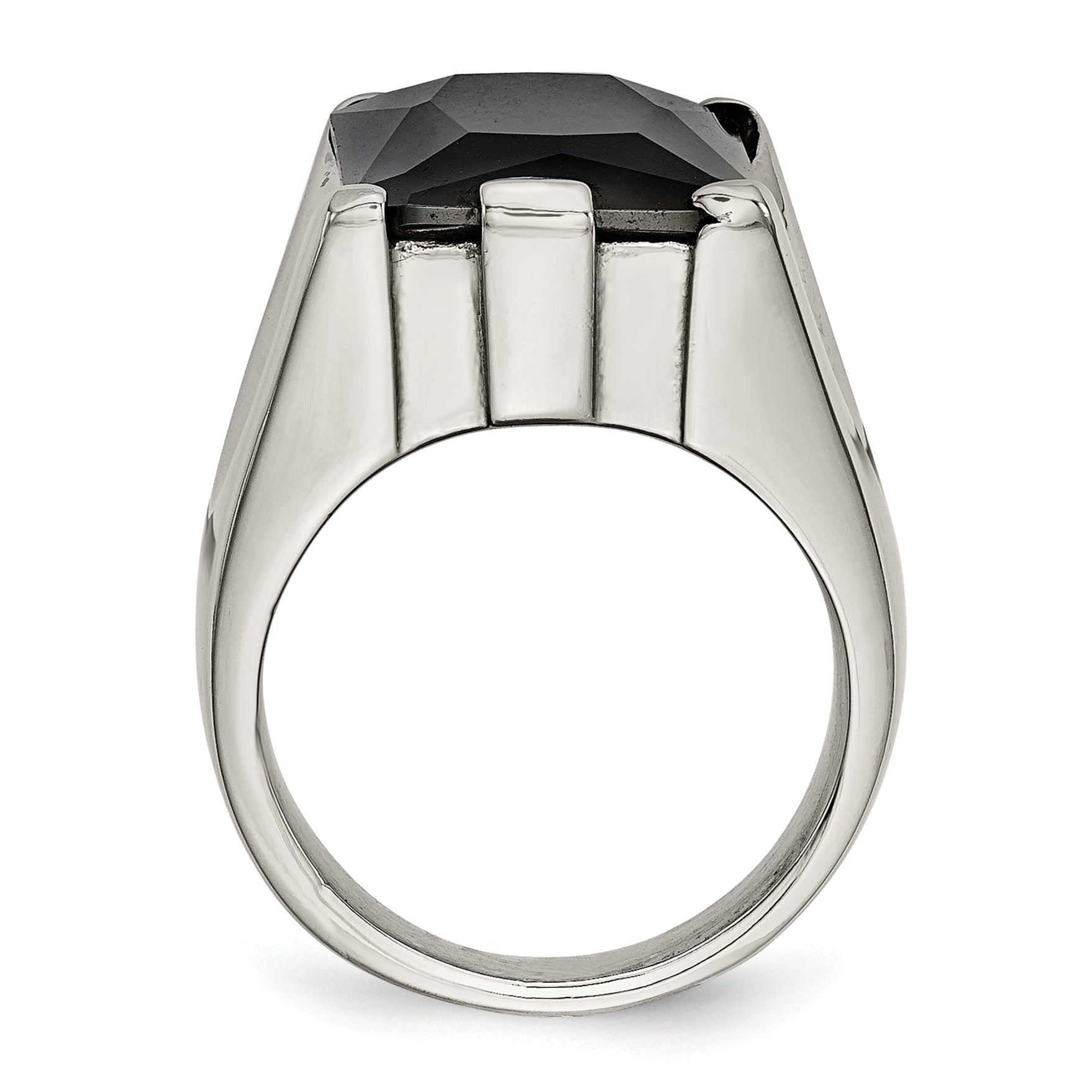 Stainless Steel Black CZ Polished Ring