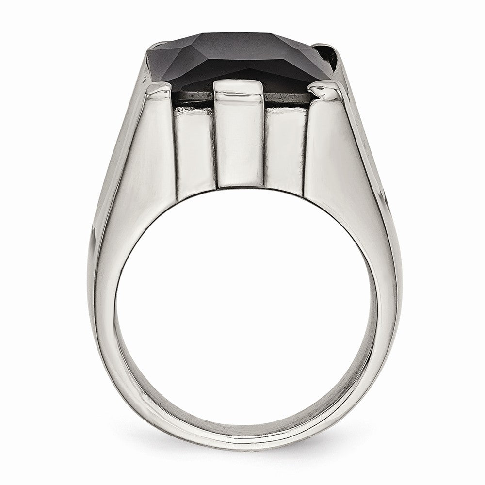 Stainless Steel Black CZ Polished Ring