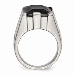 Stainless Steel Black CZ Polished Ring