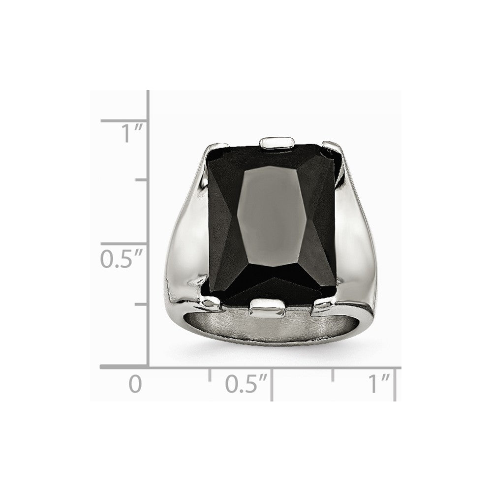 Stainless Steel Black CZ Polished Ring