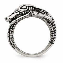 Stainless Steel Antiqued Alligator Ring