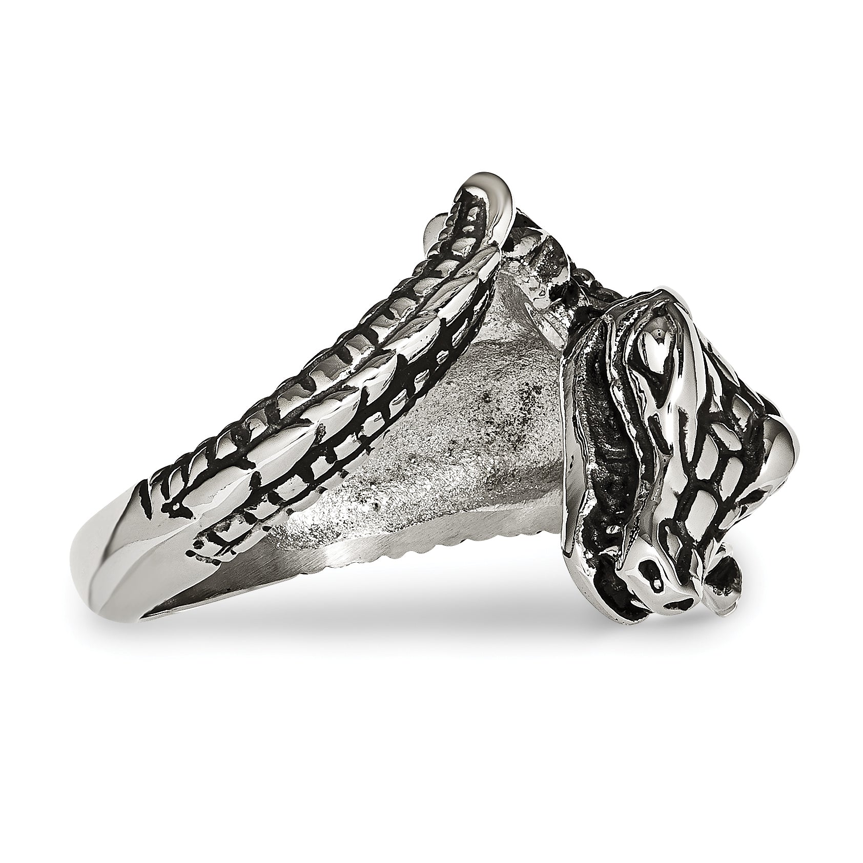 Stainless Steel Antiqued Alligator Ring