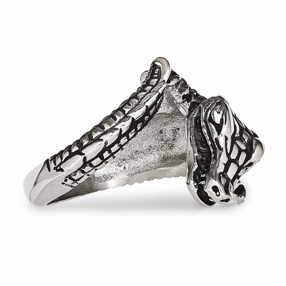 Stainless Steel Antiqued Alligator Ring