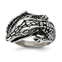 Stainless Steel Antiqued Alligator Ring