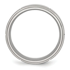 Stainless Steel Brushed and Polished Grooved 8mm Ridged Edge Band