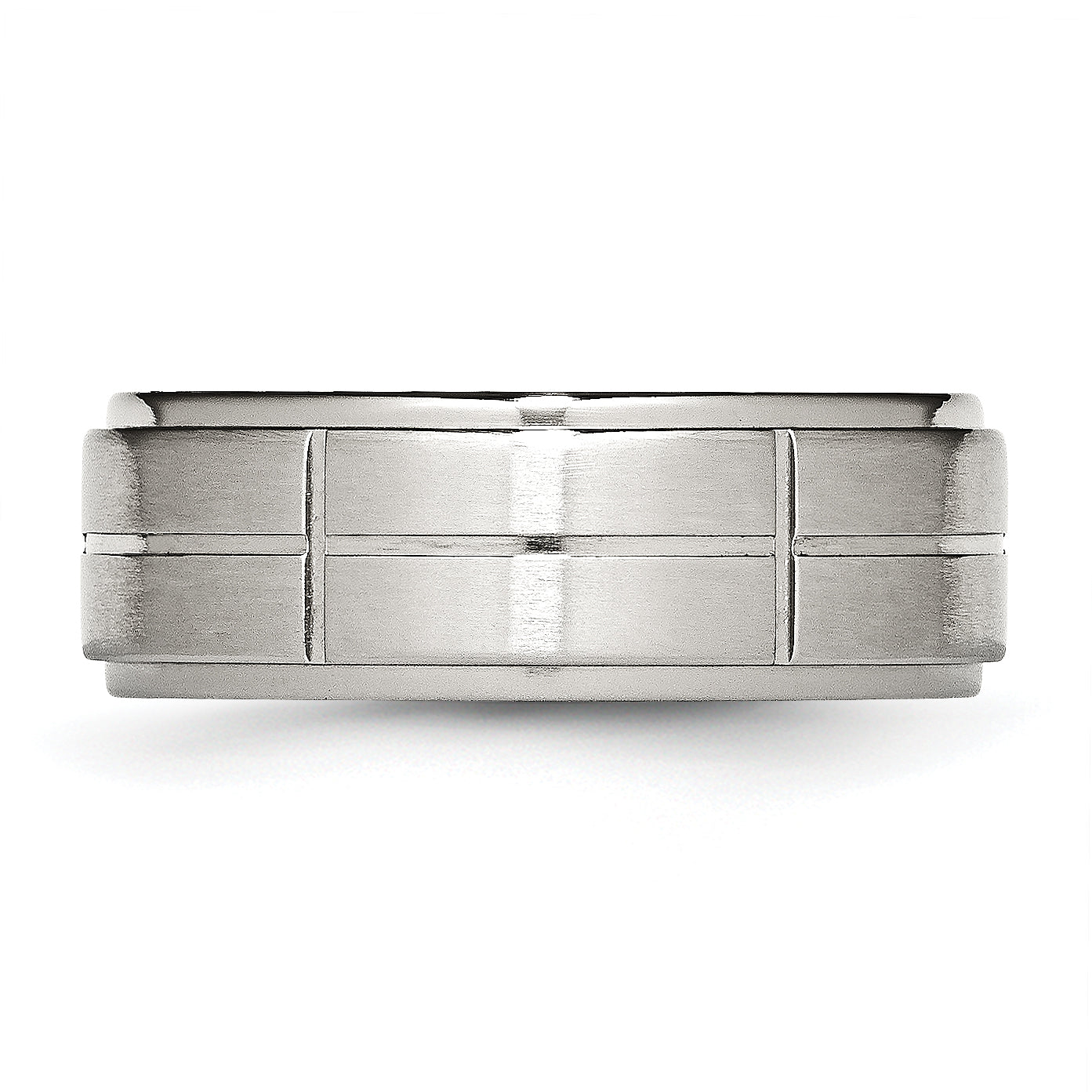 Stainless Steel Brushed and Polished Grooved 8mm Ridged Edge Band