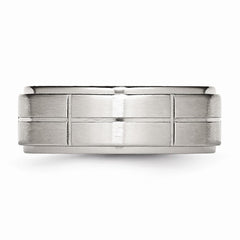 Stainless Steel Grooved 8mm Brushed/Polished Ridged Edge Band