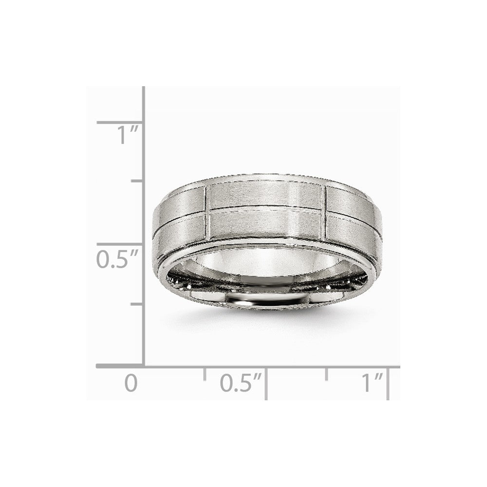 Stainless Steel Grooved 8mm Brushed/Polished Ridged Edge Band