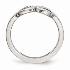 Stainless Steel Polished Infinity Symbol CZ Ring