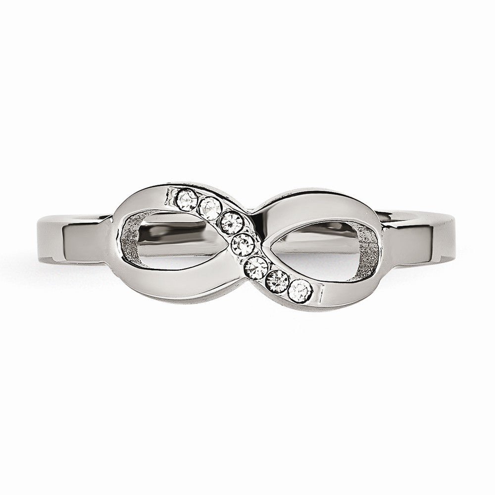 Stainless Steel Polished Infinity Symbol CZ Ring