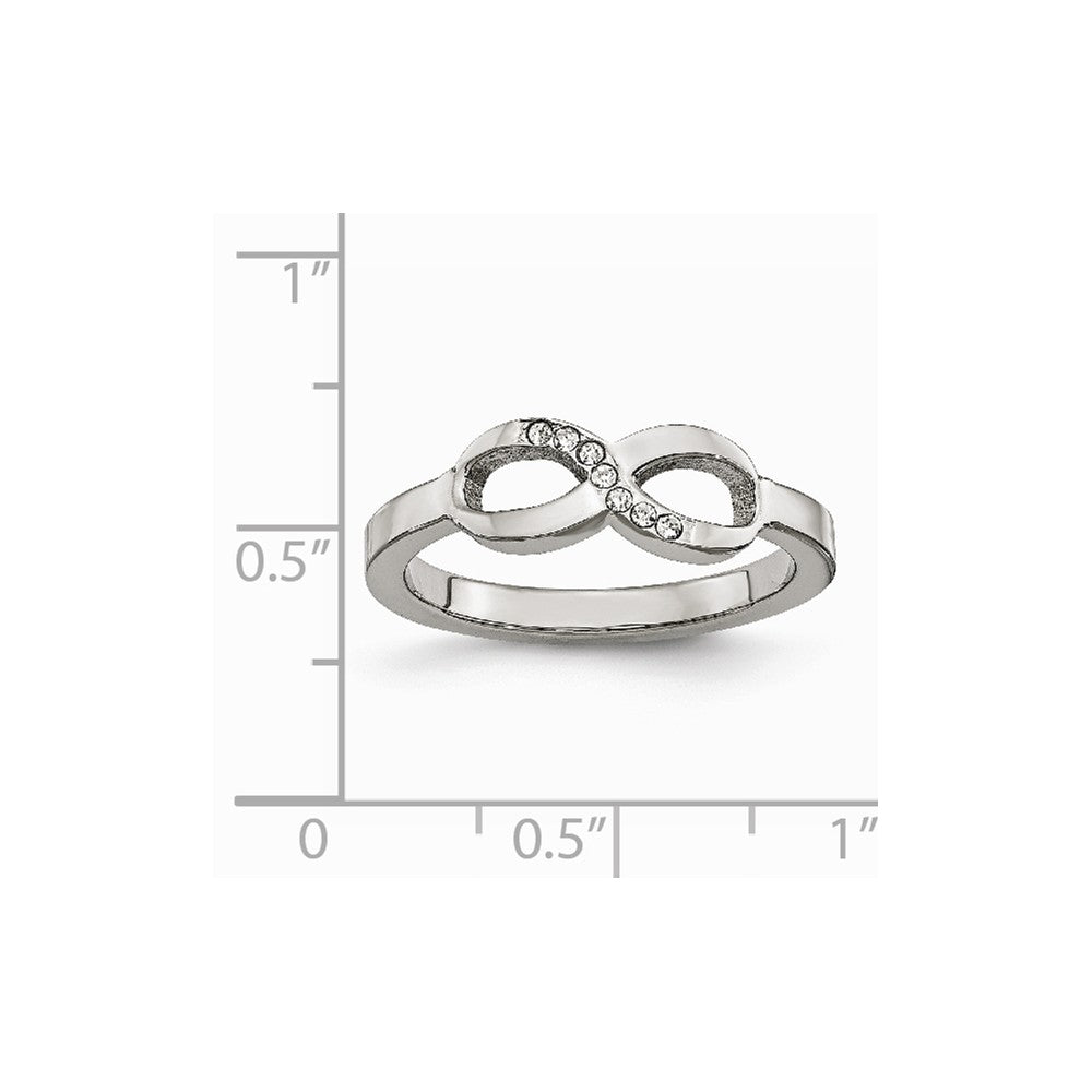 Stainless Steel Polished Infinity Symbol CZ Ring