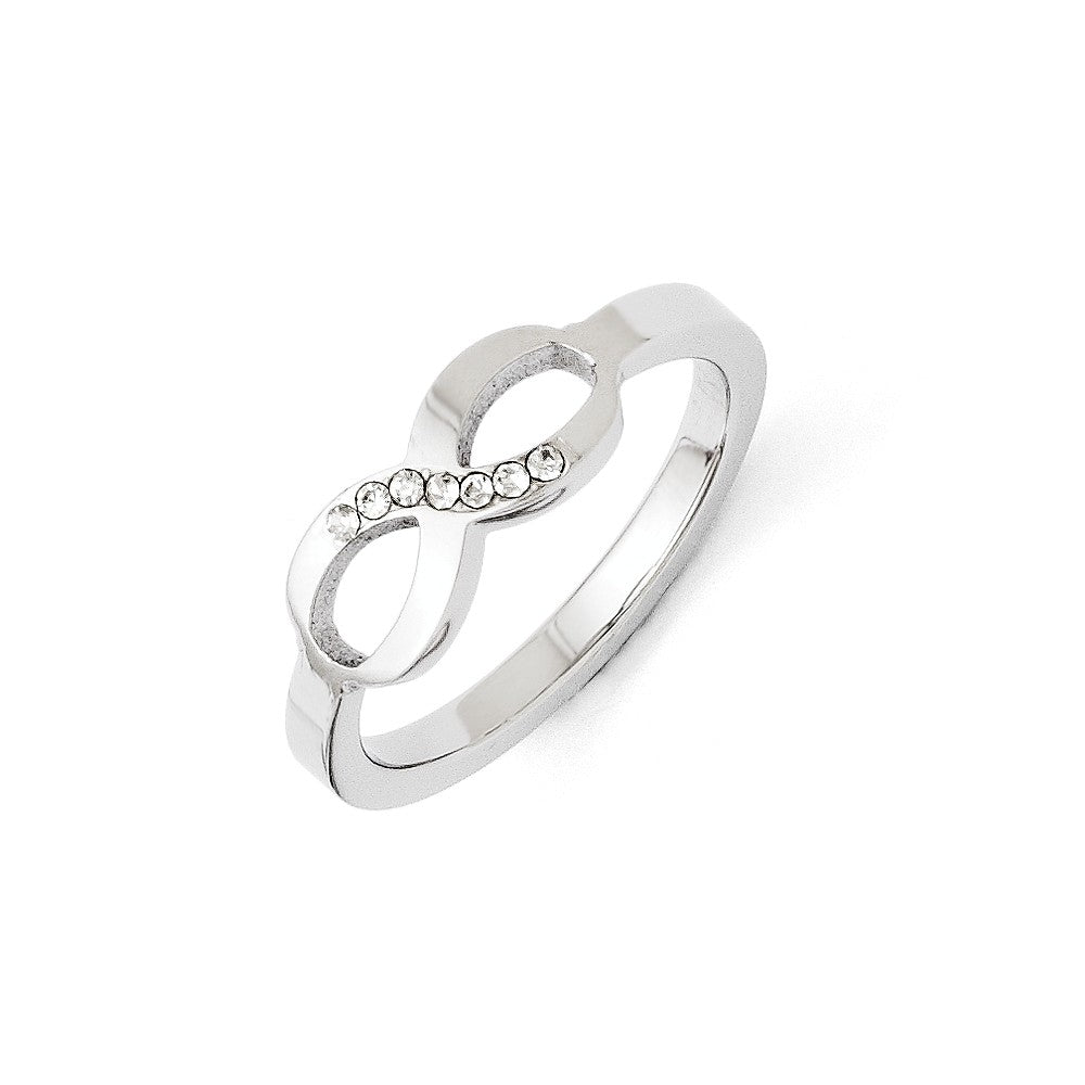 Stainless Steel Polished Infinity Symbol CZ Ring