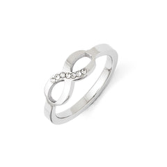 Stainless Steel Polished Infinity Symbol CZ Ring