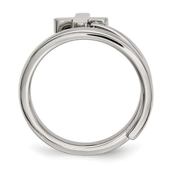 Stainless Steel Polished Twisted Cross Ring