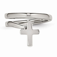 Stainless Steel Twisted Cross Polished Ring