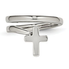 Stainless Steel Polished Twisted Cross Ring