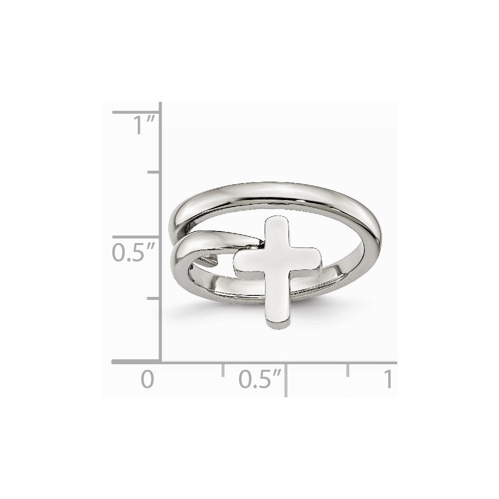 Stainless Steel Twisted Cross Polished Ring