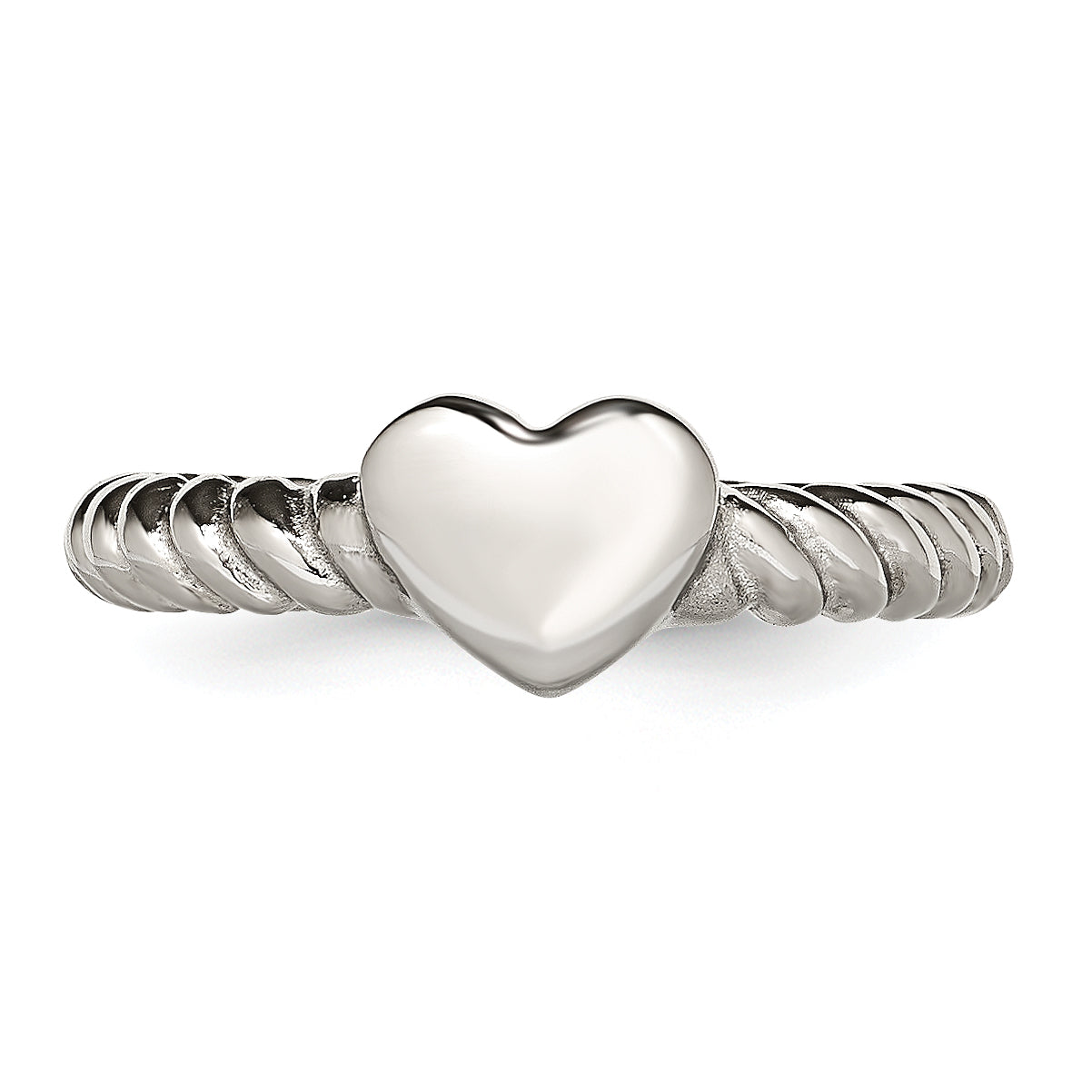 Stainless Steel Polished Twisted Heart Ring