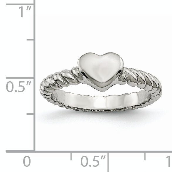 Stainless Steel Polished Twisted Heart Ring