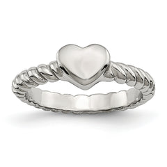 Stainless Steel Polished Twisted Heart Ring