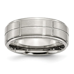 Stainless Steel Grooved 8mm Brushed/Polished Ridged Edge Band