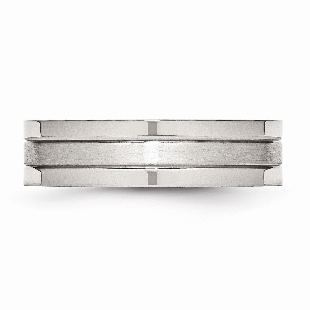 Sophia Jewelers Stainless Steel Wedding Band with Polished Brushed Grooved Finish