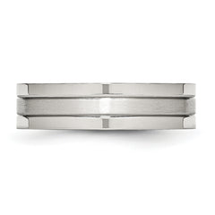 Stainless Steel Polished with Satin Center 6mm Grooved Band