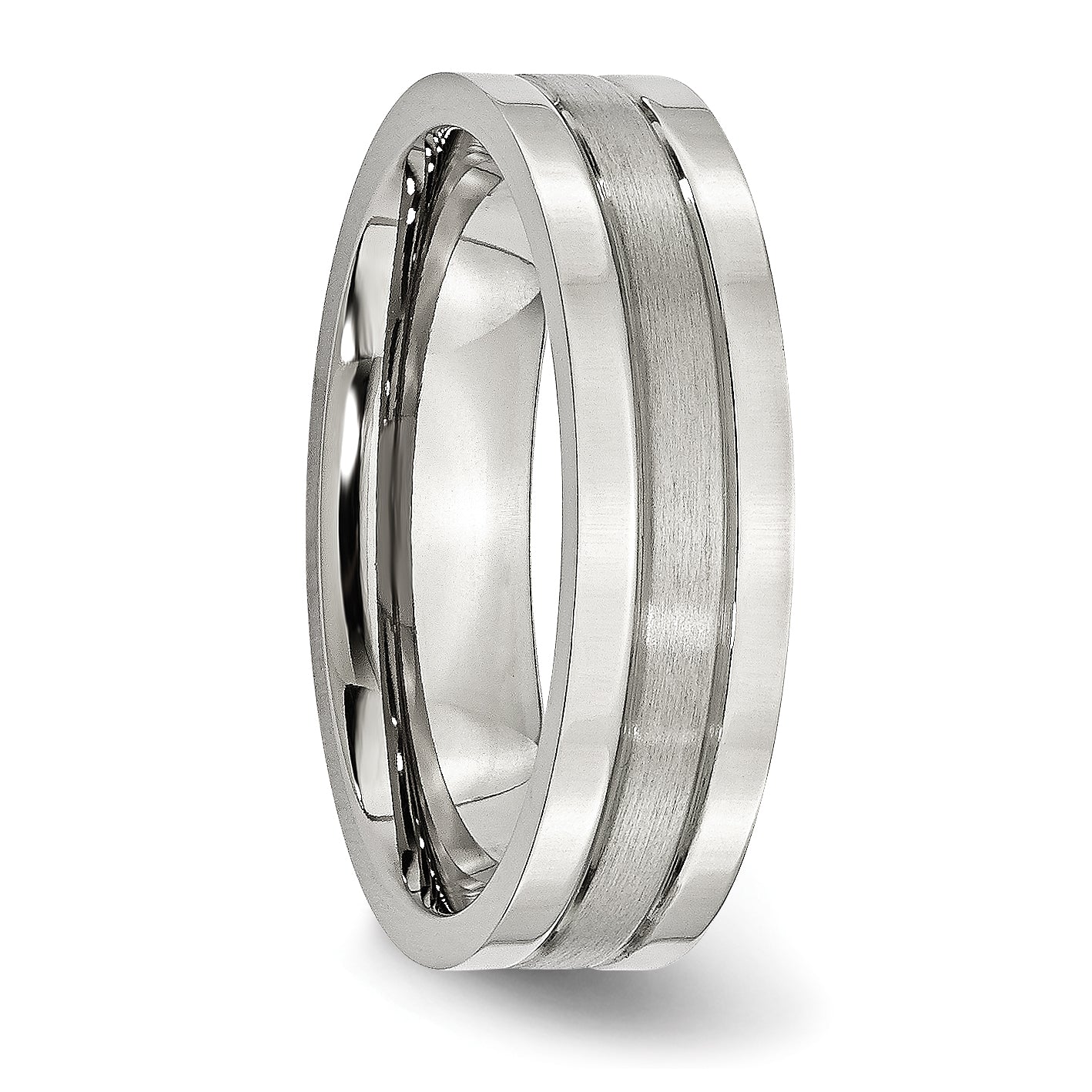 Stainless Steel Polished with Satin Center 6mm Grooved Band