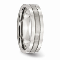 Sophia Jewelers Stainless Steel Wedding Band with Polished Brushed Grooved Finish