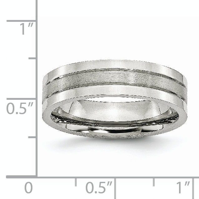 Stainless Steel Polished with Satin Center 6mm Grooved Band