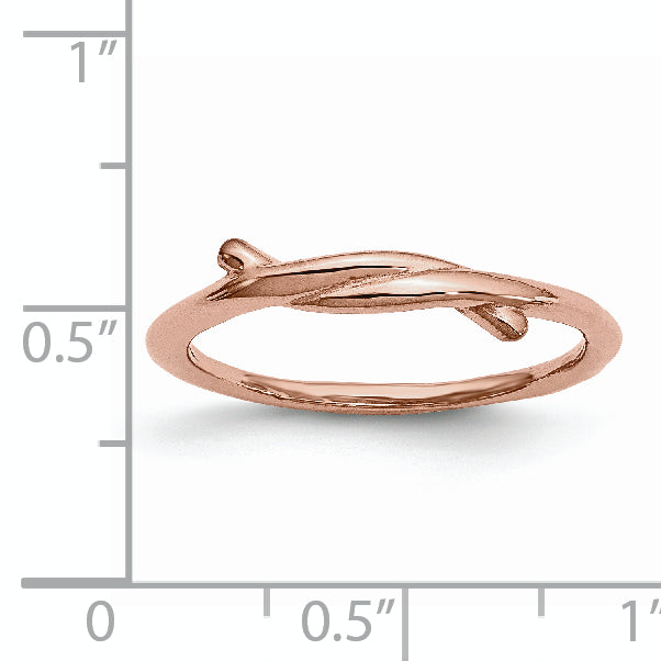 Stainless Steel Polished Pink IP-plated Twisted Ring