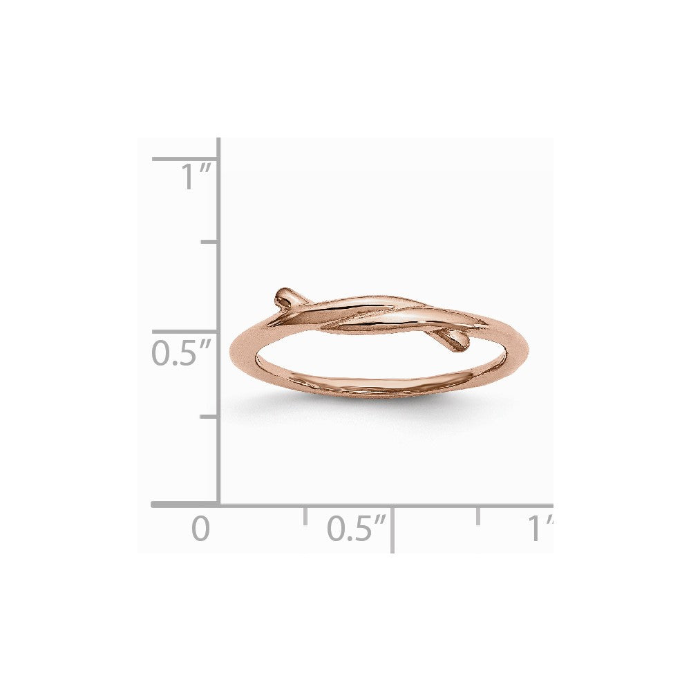 Stainless Steel Polished Pink IP-plated Twisted Ring