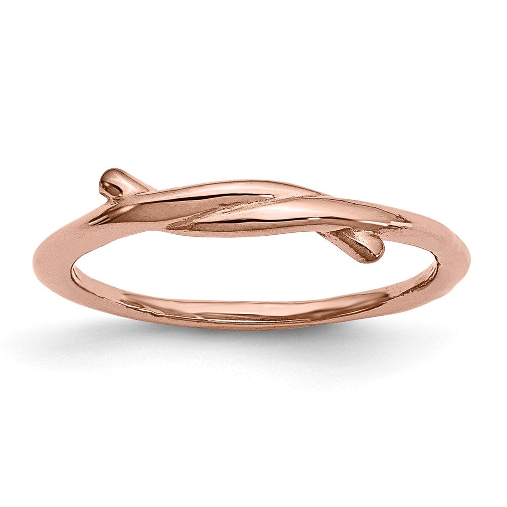 Sophia Jewelers Polished Stainless Steel Pink IP-Plated Twisted Fashion Ring