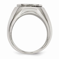 Stainless Steel Enameled Cross Ring with Polished Finish Modern Elegance