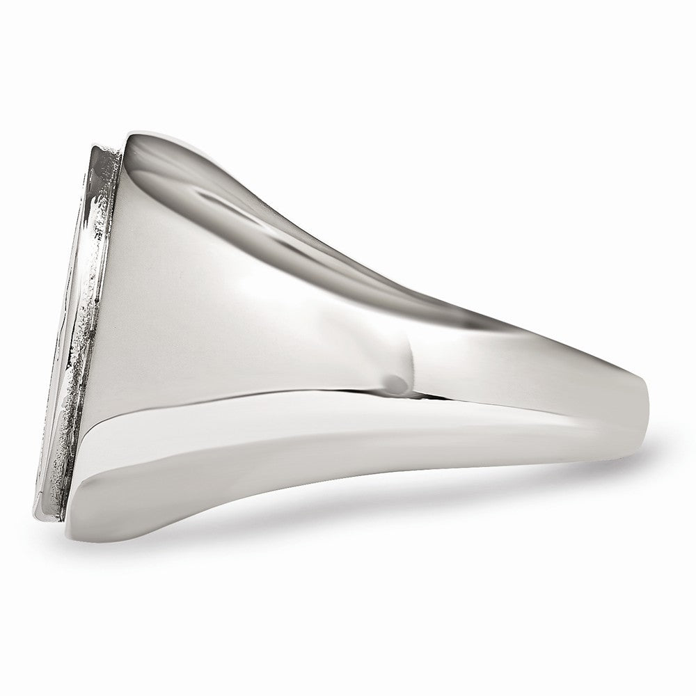 Stainless Steel Enameled Cross Ring with Polished Finish Modern Elegance