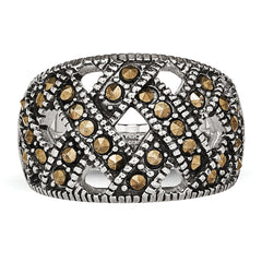 Stainless Steel Textured Marcasite Ring