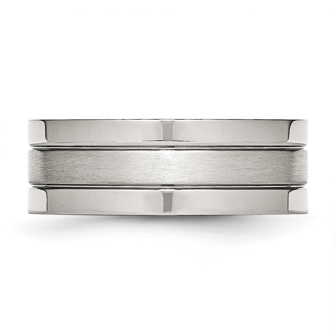 Stainless Steel Polished with Satin Center 8mm Grooved Band