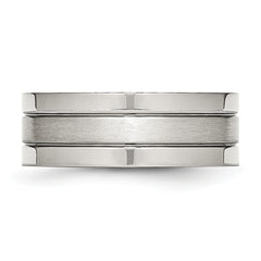 Stainless Steel Polished with Satin Center 8mm Grooved Band