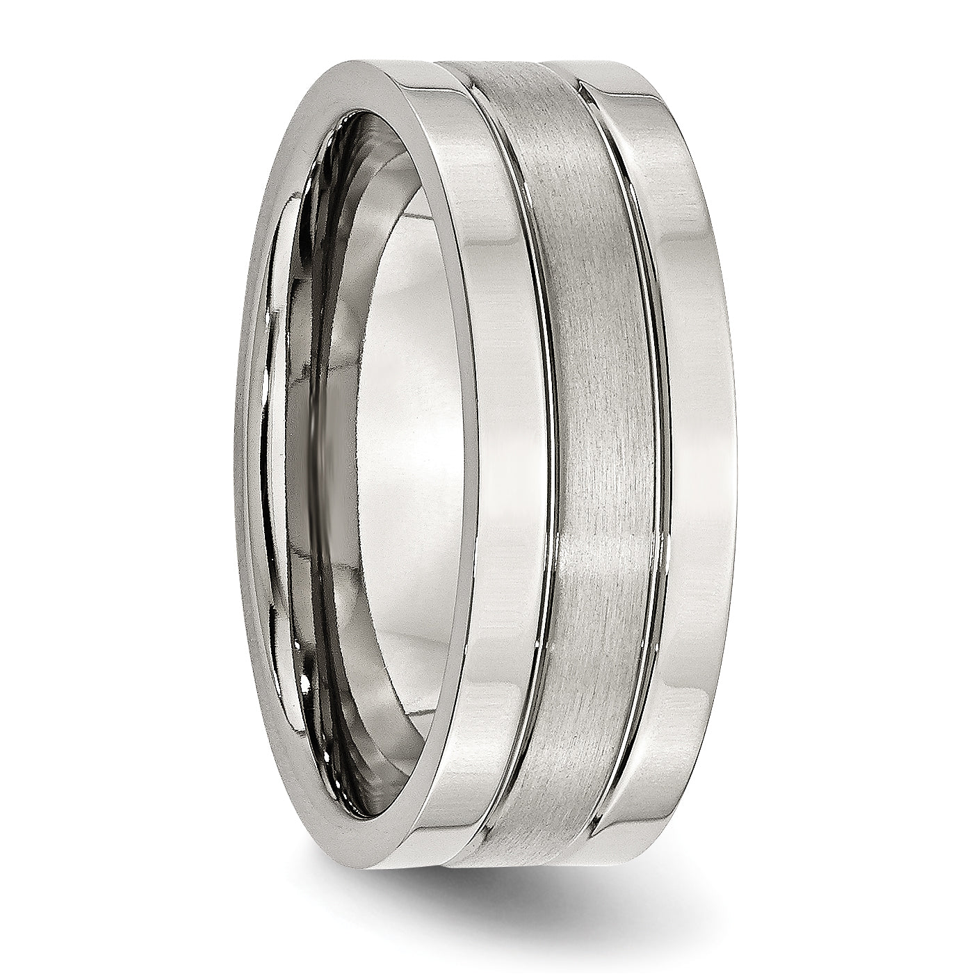 Stainless Steel Polished with Satin Center 8mm Grooved Band