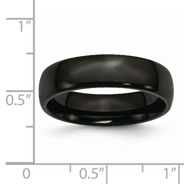 Stainless Steel Polished Black IP-plated 6mm Band