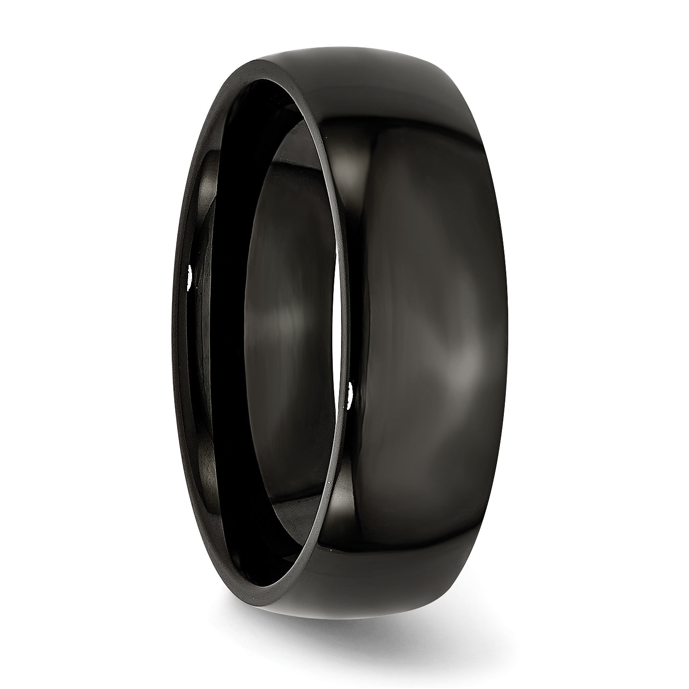 Stainless Steel Polished Black IP-plated 7mm Band