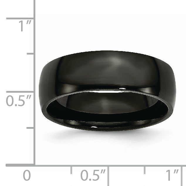 Stainless Steel Polished Black IP-plated 7mm Band