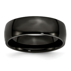 Stainless Steel 7mm Black IP-plated Polished Band