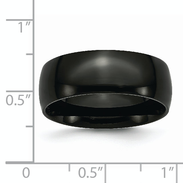 Stainless Steel Polished Black IP-plated 8mm Band