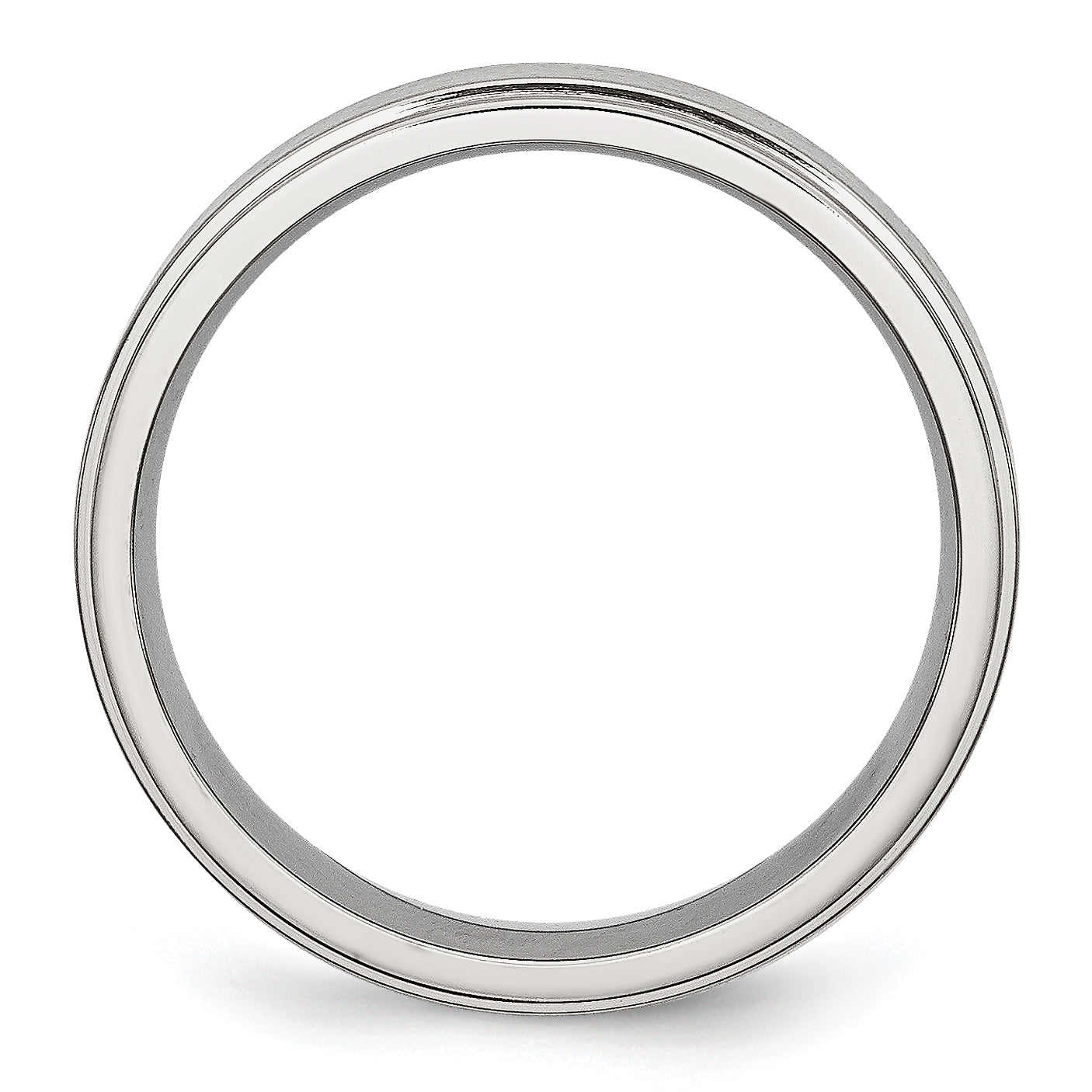 Stainless Steel Polished with Brushed Center 6mm Ridged Edge Band