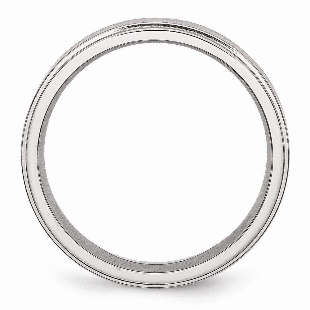 Stainless Steel Ridged Edge 6mm Brushed and Polished Band