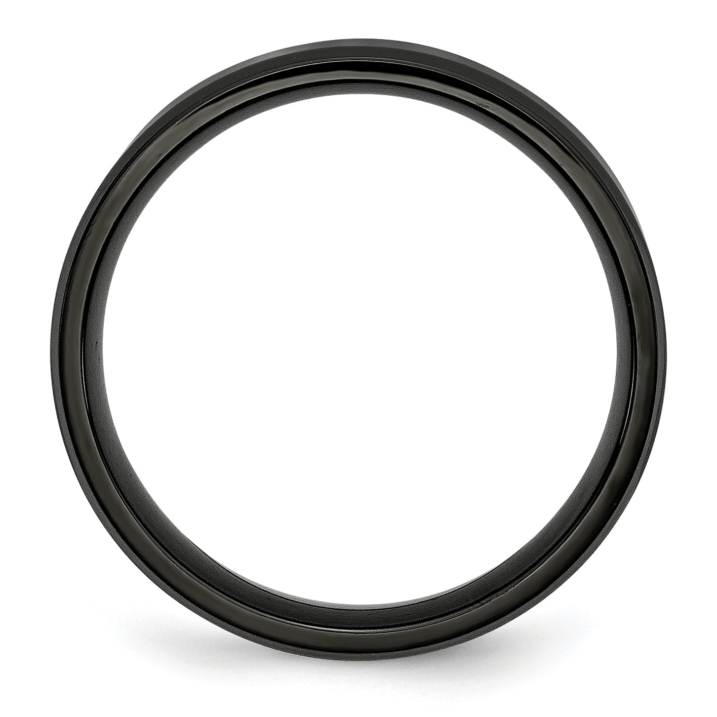 Stainless Steel Polished Brushed Center Black IP-plated 6mm Beveled Edge Band