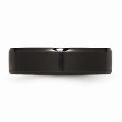 Stainless Steel 6mm Black IP-plated Brushed/Polished Beveled Edge Band