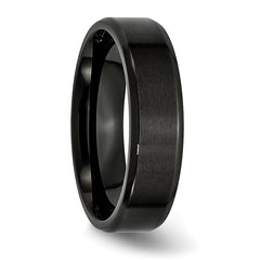 Stainless Steel Polished Brushed Center Black IP-plated 6mm Beveled Edge Band