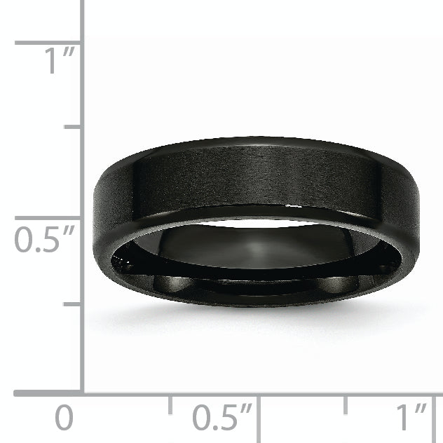 Stainless Steel Polished Brushed Center Black IP-plated 6mm Beveled Edge Band